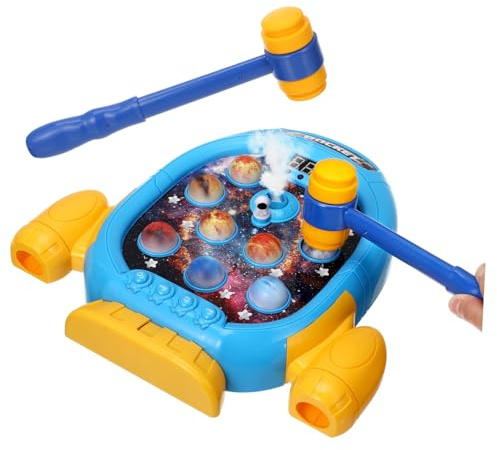 FRCOLOR Jeu Éducatif Interactif Tape Taupe avec Marteaux pour Garçon Fille Électronique Espace Double Marteau sans Pile AA Développement Coordination et Rythme pour Tout Petits