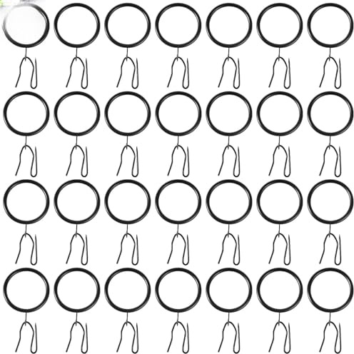 Anelli per tende con ganci, confezione da 60 clip in metallo nero con ganci affilati, anelli resistenti da appendere per tende da doccia e finestre, clip ad anello in stile romano con occhielli