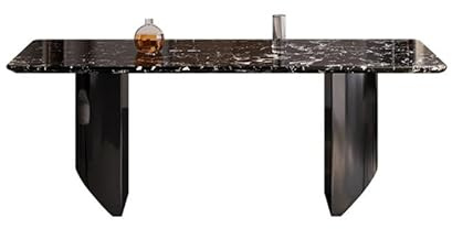IMEITE Büro-Besprechungstisch Rechteckiger Esstisch aus natürlichem Marmor, Villa Restaurant Esstisch(160x80x75cm)