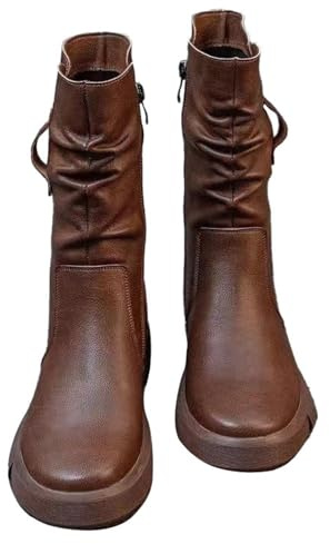 Botines para mujer sin tacón, con porcentaje de piel, elegantes y elegantes, botas cortas planas Louargat Lady Boot ankle Citytrip Cuero Botines elegantes Cowboy Boots, marrón, 39 EU