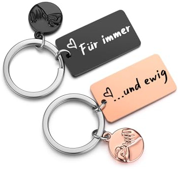 Zysta Partner Schlüsselanhänger 2pcs Partner Schmuck mit Gravur “Für immer und ewig” Paar Geschenke für sie und ihn