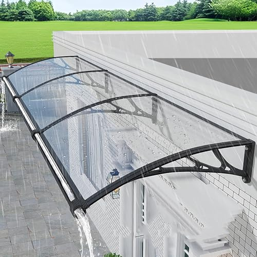 LIMENQIN Auvent Porte Extérieurs, Marquise de D'entree en Aluminium, Auvents de Terrasse en Polycarbonate, for Véranda, Balcon, Facile À Installer(60x360cm/23.6x141.7inch)