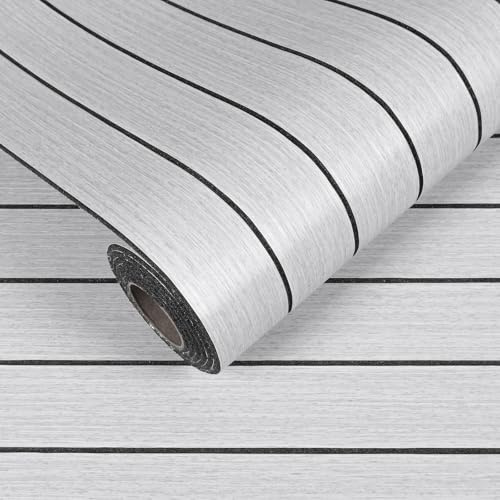 VEELIKE Panneaux Muraux Gris Clair Papier Peint Bois 3D 42,8cm x 300cm