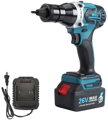 Remachadora Automática Kit remachadora inalámbrica brushless con batería 26V 6600 mAh, pistola portátil para tuercas M3–M12 y inserciones de remache(6.6Ah)