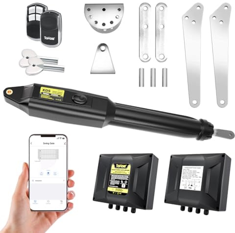TOPENS XD551 Smart Single Swing Gate Opener | WiFi App Control, Medium Duty Gates Up to 5.5m OR 300kg, AC Powered, Remote Control Included, Solar Compatible