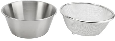 Colador de acero inoxidable 304 con tazón para mezclar Colador de tazón de lavado de cocina portátil de 16 cm para lavar arroz, frutas, verduras, granos pequeños