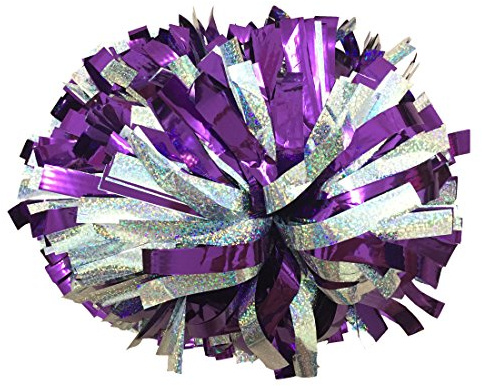 kuugear Pair, 6 Metallic Cheerleading Pom Pom with Baton Handle