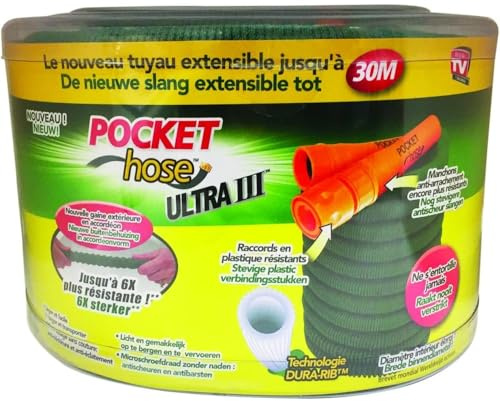 Pocket Hose Ultra 3 Le Tuyau d'arrosage rétractable 15M ou 30M - Vu à la Télé - Tuyau d'arrosage Extensible