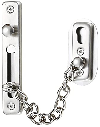 Security Chain Lock Door Chain Stainless Steel Casting Door Chain Lock with Screw for Home Hotel Interior Doors and Windows Silver Brushed Chrome