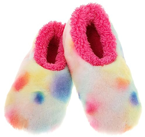 Snoozies! Tie Dye Cotton Candy Womens Slippers, Super Soft Sherpa Fleece, Non Slip Sole - Ladies Sizes 3-7 (Magenta, uk_footwear_size_system, adult, women, alpha, medium, medium)