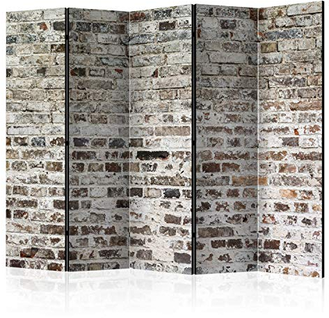 murando Raumteiler Foto Paravent Ziegel 225x172 cm beidseitig auf Vlies-Leinwand Bedruckt Trennwand Spanische Wand Sichtschutz Raumtrenner Design 3D Effekt Steinwand f-A-0457-z-c