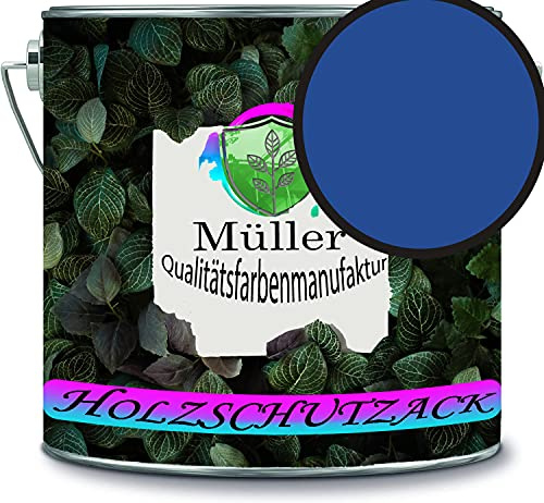 Peinture de protection pour bois - Résistant aux intempéries - Protection longue durée contre les intempéries - Couleur de protection du bois RAL 5017 - Bleu de circulation - Marque Müller