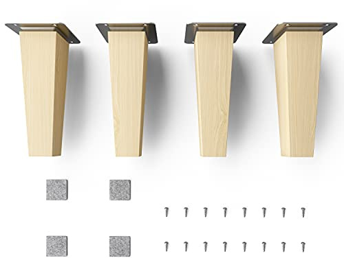Sossai piedini per mobili in legno di faggio naturale CLIF SQUARE HMF3 altezza 15 cm quadrati design dritto per cassettiere armadi mensole