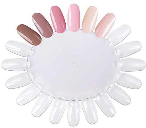 20Pcs False Nail Swatches Wheels Nail Wheel Art Plastic Nail Polish Display Wheel for Manicure Swatches for Nail Polish Color Show Nail (Clear 20 Tips)
