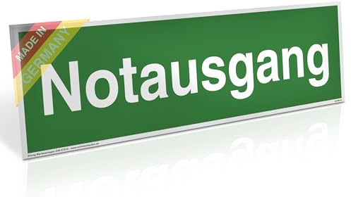Schild Notausgang | extra langnachleuchtend | PVC selbstklebend 297 x 105 mm | gemäß BGV A 8