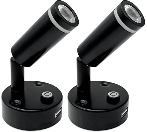 Dream lighting 12 Volt LED Leselampe Wohnmobil Dimmbar 12v LED Wandlampe mit USB Nachttischlampe Wohnwagen Bett Innenbeleuchtung Boot 2 Stück