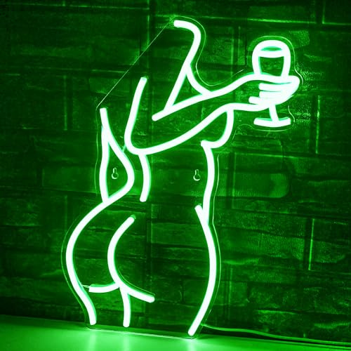 SIGNSHIP Ölbar neonskylt grön dam neonljus skyltar LED neonskyltar för väggdekoration konst kvinnor kropp neonskylt USB-kraft ljusskyltar för sovrum bar klubb butik fest gåva