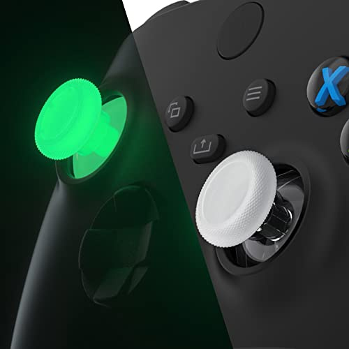 eXtremeRate Replacement Thumbsticks for Xbox Core Wireless Controller, Joysticks Repair Kit for Xbox Series X/S Controller, Custom Analog Stick Buttons for Xbox One S/X/Elite - Glow in Dark - Green