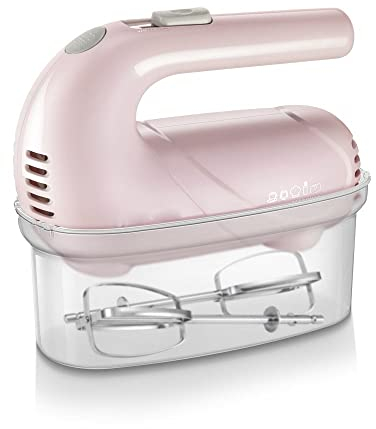 Hand Mixer Electric Hand Held Blender 5 Speed with Turbo Button Professional Mixer with Sturdy Beaters and Dough Hooks 125W (Color : Pink with Storage Case)