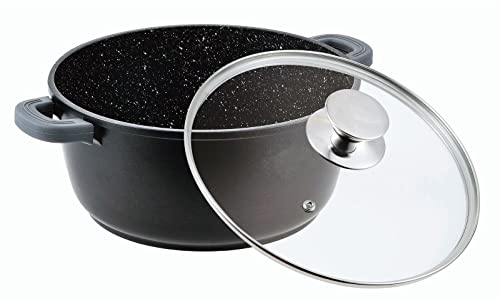 Marmite à soupe en fonte d'aluminium anti-adhésive avec couvercle en verre 2,4 l 20 cm