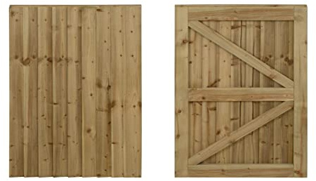 Featheredge Wooden Garden and Side Gates, Fully Framed and Capped (v2)(H-1200, W-1000, Natural (Light Green) Finish)