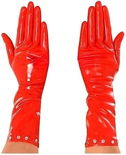Rote Sexy Kurze Latexhandschuhe Mit Gummihandschuhen,Rot,Klein