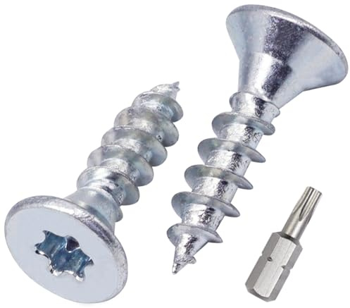 SKIR'CO (50 pièces) Vis à bois en acier zingué 5,0 x 20 mm, tête Torx, tête fraisée, vis pour panneaux d'aggloméré, entièrement filetées