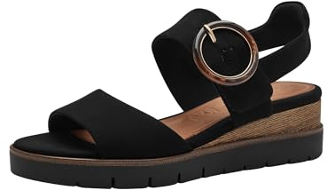 Tamaris Damen Plateau Sandalen Leder Sommer; BLACK UNI/schwarz; 40 EU