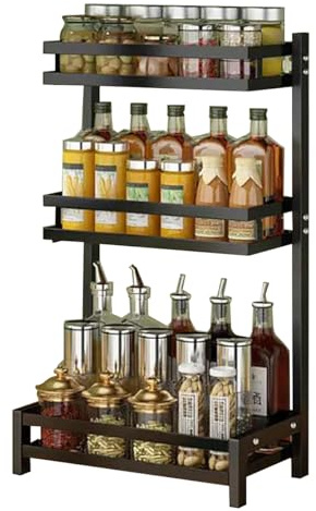 Heikoeco Küchenregal Gewürzregal Küchenarbeitsplatte Organizer Gewürz-Ständer 2 Ebenen 34x21x41.7cm (3), HK05GR02S
