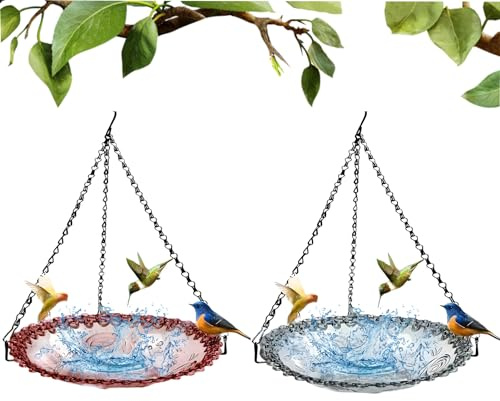 Vogeltränke Hängend, 2-in-1-Vogeltränke und Vogelfutterspender, Vogeltränke Winterfest, ∅ 23.5 Vogelbad Zur Ganzjährigen, Vogelfutterstation für Wildvögel im Garten (2 Stücke)
