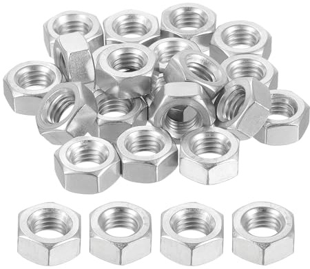 sourcing map Left-hand Hexagonal Nut, M8x1.25mm 304 Stainless Steel Left-hand Reverse Hexagonal Nut for Assembling and Fastening, Silver 10pcs
