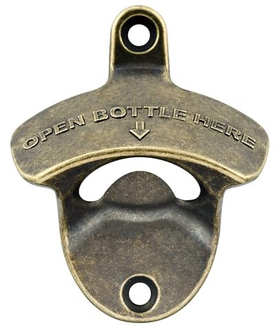 Luwanburg Brass Bottle Opener Wall Mounted Beer Cap Opener Cooler Mounted (Antique Bronze)