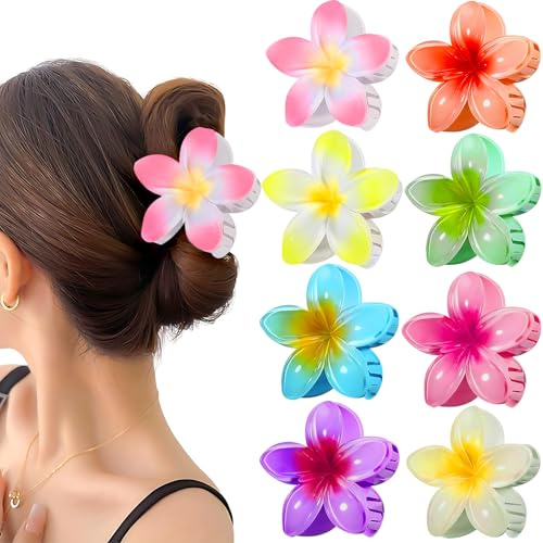 FOLAI 8 Pezzi Pinze per Capelli Fiori Clip Artiglio da Donna,8 colori grandi fermagli antiscivolo per donne,Accessori Capelli per Ragazze e Donna,Elegante Antiscivolo Plastica Pinze per Capelli di Fio
