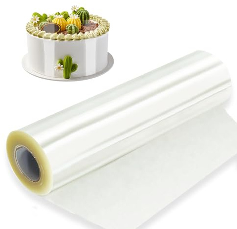 Realand Kuchenhalsband, 20 cm x 10 m, 1 Rolle, transparente Acetat-Blätter zum Backen, Basteln, transparente Kuchenstreifen, Mousse-Kuchenumrandung, Umhüllung, Kuchendekoration