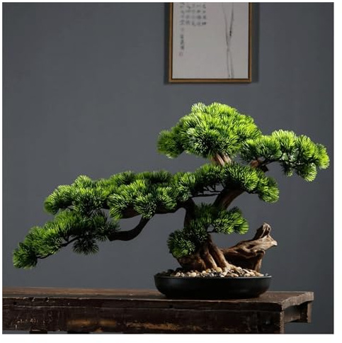 Künstlicher Bonsai-Kiefernbaum, 43,2 cm, realistische Kunstpflanze, Dekoration für Desktop-Display und Gartendekoration, künstliche Topfpflanze von