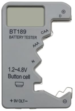 Ailan Knopfzellen Batterietester mit hochauflösendem LCD Display AA AAA Knopfbatterie Universal Batterieinspektor ABS BT189, Silbergrau