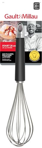 GAULT&MILLAU - Fouet 25 cm - Acier inoxydable - Mélange rapide et efficace - Compact et ergonomique - Lot de 1