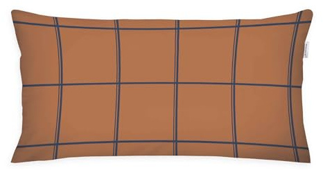 TOM TAILOR Flanell-Kissenhülle, 40x80 cm, 100% Baumwolle/ Flanell, Mit Wendemotiv und farbigem Markenreißverschluss, LARGE CHECK Blau, Braun (Dark Navy & Rusty Red)