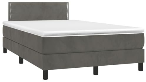 qohoio Boxspringbett mit Matratze & LED Bett Mit Bettkasten Bett Boxspringbett Betten Boxspringbett Mit Matratze Dunkelgrau 120x190 cm Samt - 3270148