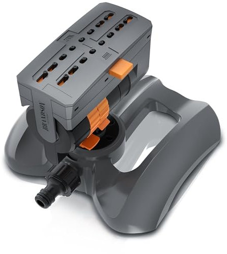 Brandson - Viereckregner Rasensprenger Flächenregner - 16 Düsen - 180 m² Beregnungsfläche – Sprühmuster einstellbar von parallel bis gefächert - Rasensprinkler Garten Rasen Beet Blumen