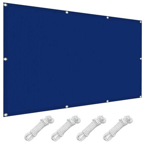 Sonnensegel Wasserdicht Rechteckig 1.2 x 2.1 m 98% Uv-Schutz, Wetterfest, Quadrat Schattierungsnetz Plane,Markise, Abdeckplane mit Ösen Und Kordel, Nach Mass für Balkon Garten Terrasse, Dunkelblau