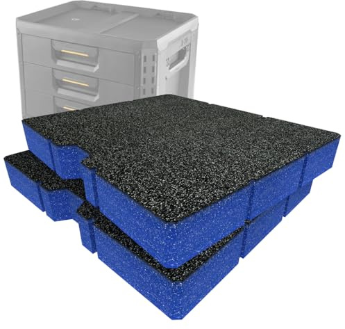 Shadow Foam Insert Pack Compatible with Toughbuilt® Stacktech 3 XL Drawer | Cut and Peel Foam for Toolbox Organisation, Kaizen, 5S (Blue, 50mm)