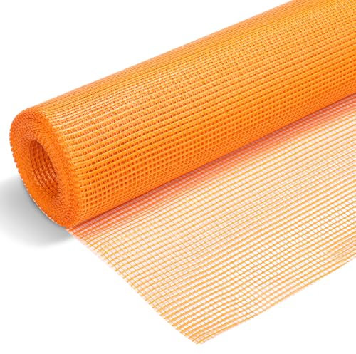 Eikuavons Rete di rinforzo 160 g/m², tessuto di intonaco, 1 m x 50 m, 4 x 4 mm, per intonaco interno ed esterno, isolamento facciate, protezione da crepe, griglia di rinforzo (arancione)