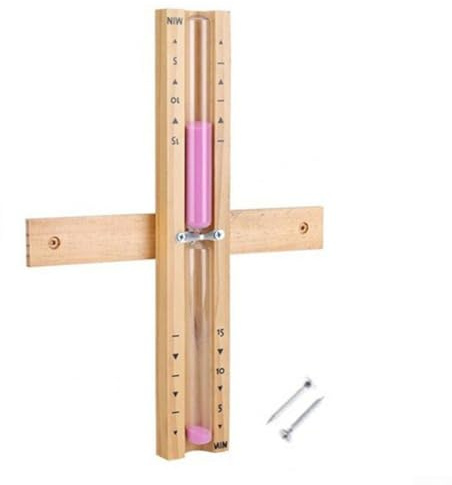 Clessidra resistente al calore, 15 minuti, con sabbia, orologio in legno per sauna, spa, stanza, versatile clessidra con viti (rosa)