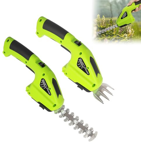 ilkqeppe 2 in 1 Hedge Trimmer Cordless & Grass Shear, Handheld Electric Hedge Cutter, Edging and Shrub Shear Green