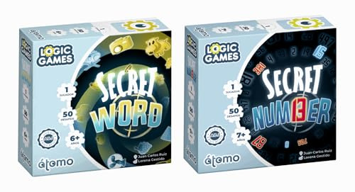 Secret Number + Secret Word - Pack Juegos de Mesa Educativos y de Deducción para Niños y Familias - Juegos de Pensar, Lógica y Palabras - Diversión Educativa para Casa y Aula