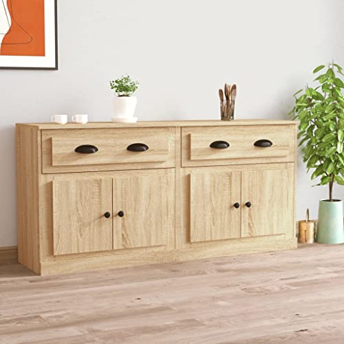 Frdhee Armadio da bar per soggiorno, credenze, 2 pezzi, legno di quercia per corridoio, sala da pranzo, facile da aspettare