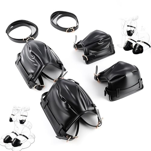 Set Bondage BDSM pour Couples – Ensemble Ajustable avec Menottes Mains et Pieds, Genouillères et Coudières, Accessoire Fetish pour Jeux Érotiques et Cosplay de Rôle