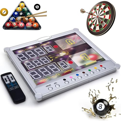 Marcador LED para billar y billar, pantalla digital con control remoto, montaje en pared o escritorio, puntuación de 0 a 199 para billar y snooker, marcador electrónico de puntuación de sala de juegos