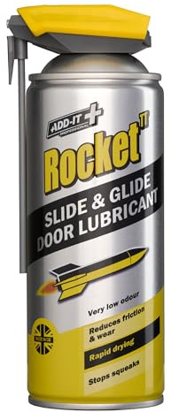 Rocket TT Slide & Glide Door Lubricant 400ml 100% Silicone Spray | Fast-Drying & Non-Sticky, Reduces Friction, Stops Squeaks, Protects Against Corrosion, Safe on Metal, Plastic, Rubber & Wood